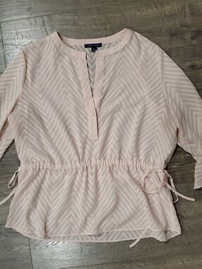 Tommy Hilfiger Pale Pink Chevron Sheer Drawstring Tunic